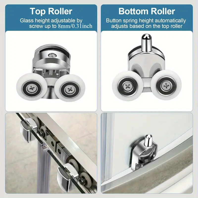 Top Shower Door Roller Wheels (25mm) – Replacement For 8mm Glass, Pack Of 1 (L067)