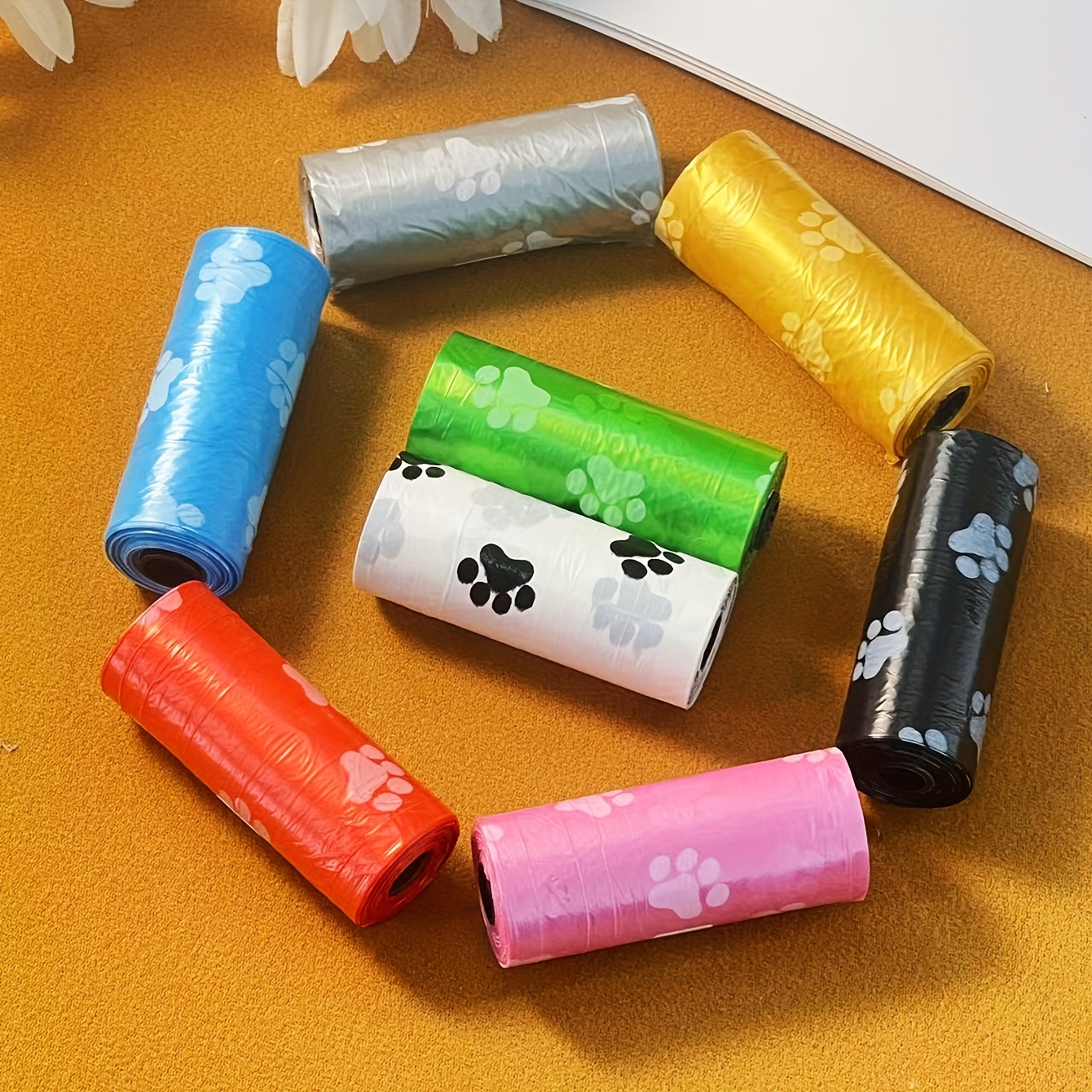 

6pcs Paw Print Pet Poop Bags, Plastic Garbage Bag, Dog Poop Bag, Mini Cleaning Bag