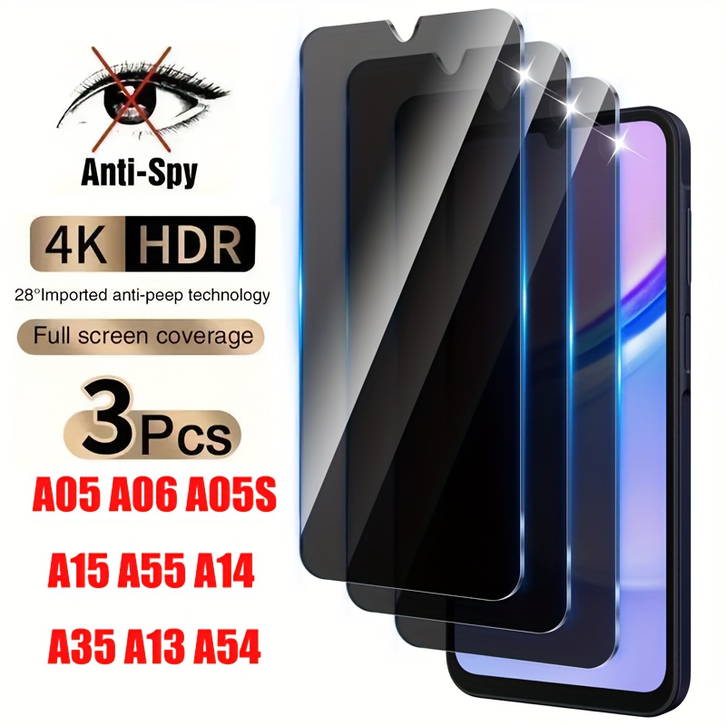 

3-pack Crorange Anti-spy Tempered Glass Screen Protector A05 A05s A06 A15 A55 A14 5g A35 5g A13 A54 5g S20fe S21fe S23fe - , , & Facial Compatible