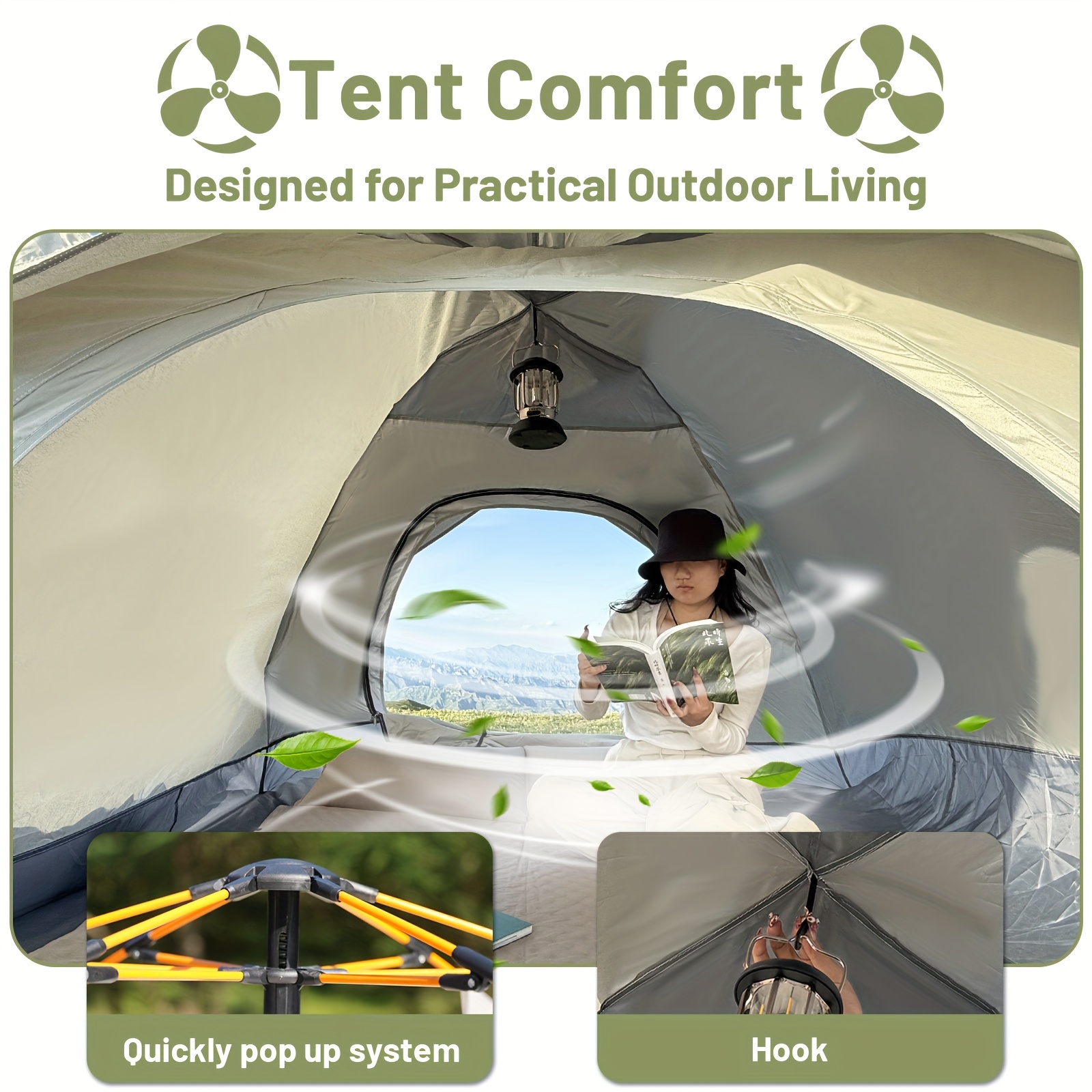 Lightweight Silver Outdoor Automatic Pop-Up Tent for Camping, Driving, Hiking, And Mountain Travel, Sunshade, Beach Tent, Portable And Foldable Shelter