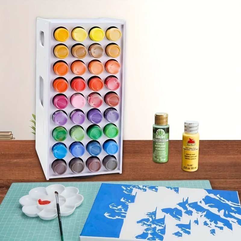 

72-slot Rotating Acrylic Paint Organizer - Wall Mountable & Detachable, Durable Pvc Craft Paint Holder For 2oz Bottles, Perfect For Art Supplies Storage