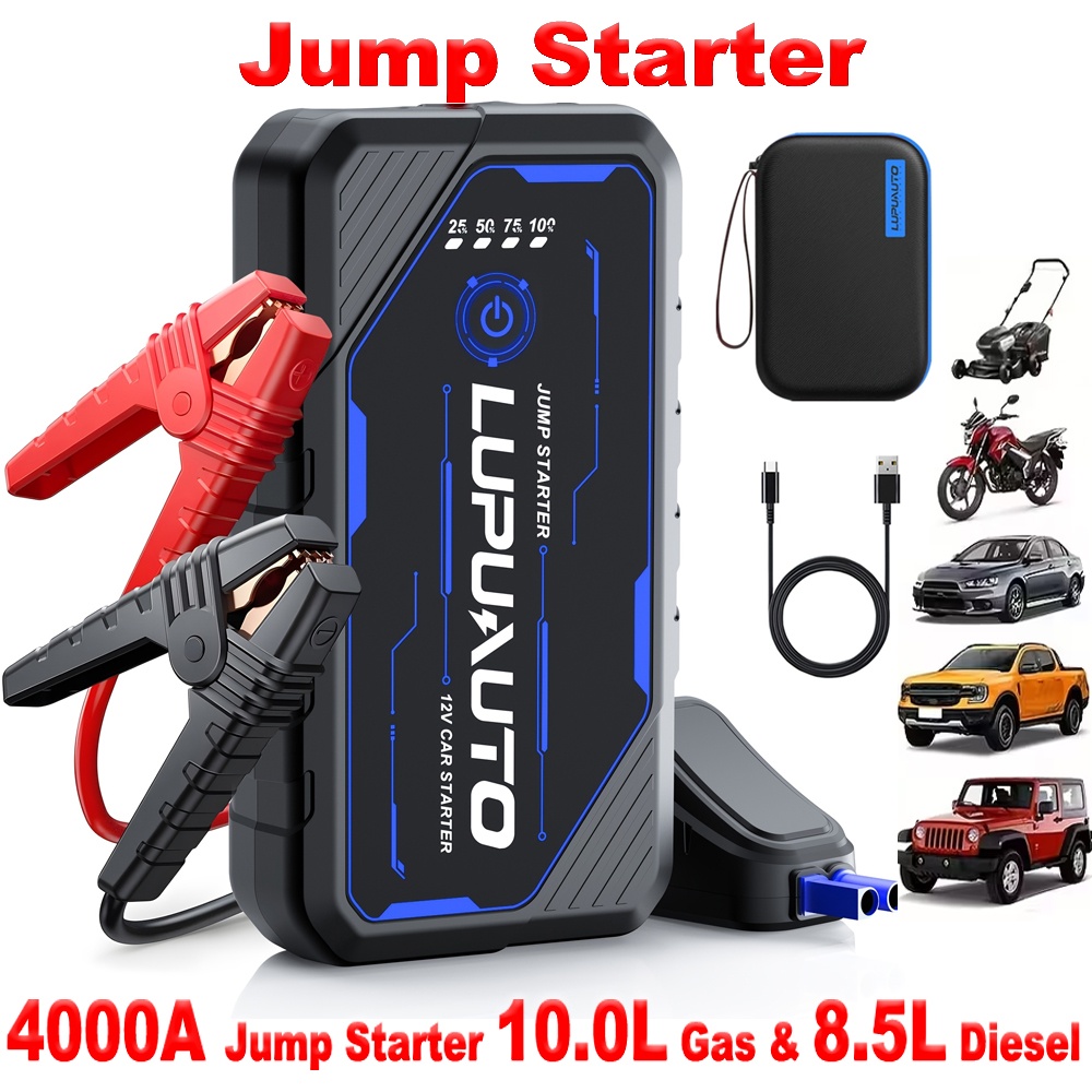 TEMU Pack d'alimentation de démarrage d'urgence , démarreur de batterie de voiture adapté aux véhicules 12V, batterie externe de démarrage embarquée