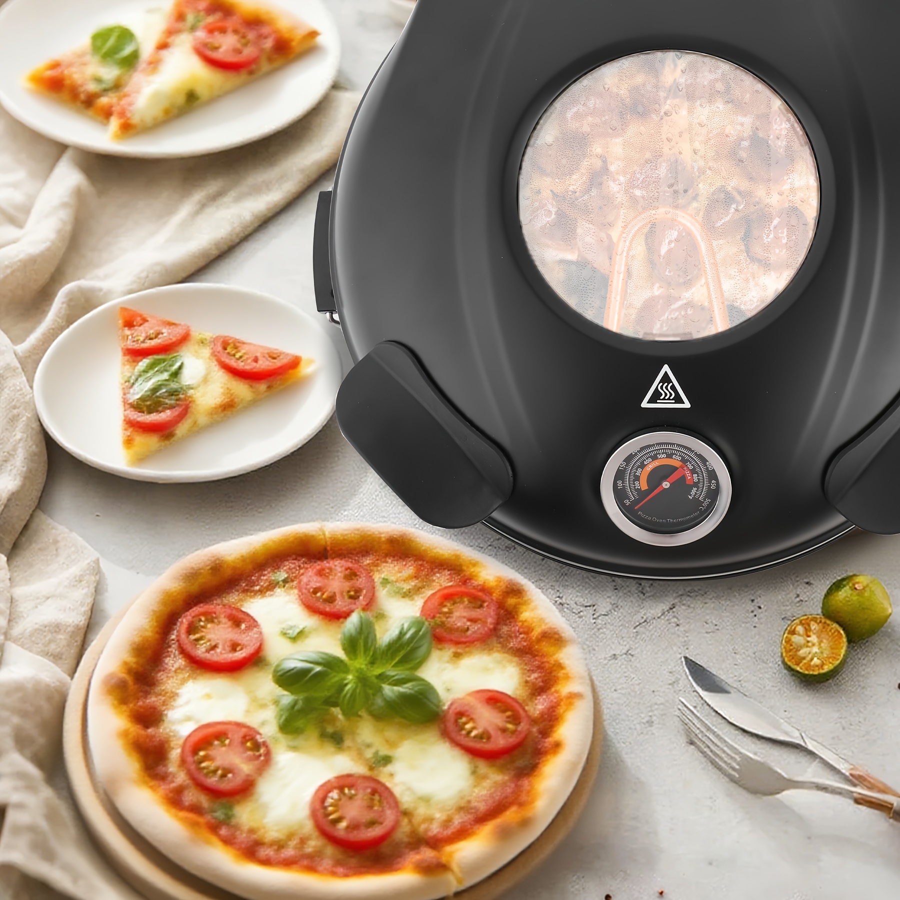 TEMU Countertop Pizza Ovens, 12 Inch Electric Pizza Oven Indoor, 1200w Portable Pizza Maker With Viewing Window, Pizza Oven Countertop, Pizza Maker
