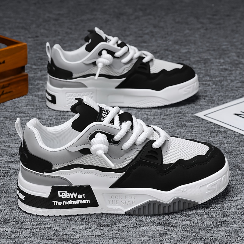 mens low top skate sneakers breathable lace up non slip skate shoes suitable for walking jogging training outdoor daily wear lightweight cushioned sole round toe color   sportswear casual sneakers 2