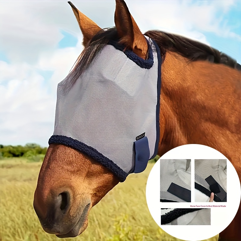 

Breathable Mesh Horse Fly Mask, Comfortable Equestrian Fly Repellent Mask, Durable Polyester Material For Horses