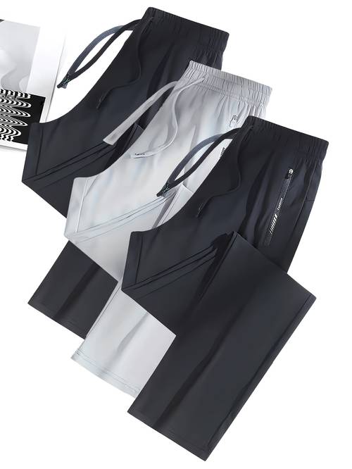 3 pack womens high waist sweatpants with drawstring zipper pockets breathable loose fit activewear for yoga activities solid colors black blue beige yoga pants