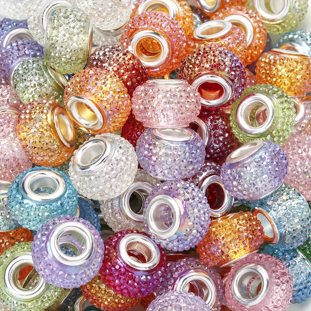 Image of 30/50pcs 9×14mm Colorful Resin Spacer Beads For Diy Keychain, Jewelry Making, Bracelet, Necklace, And Pen Accessories