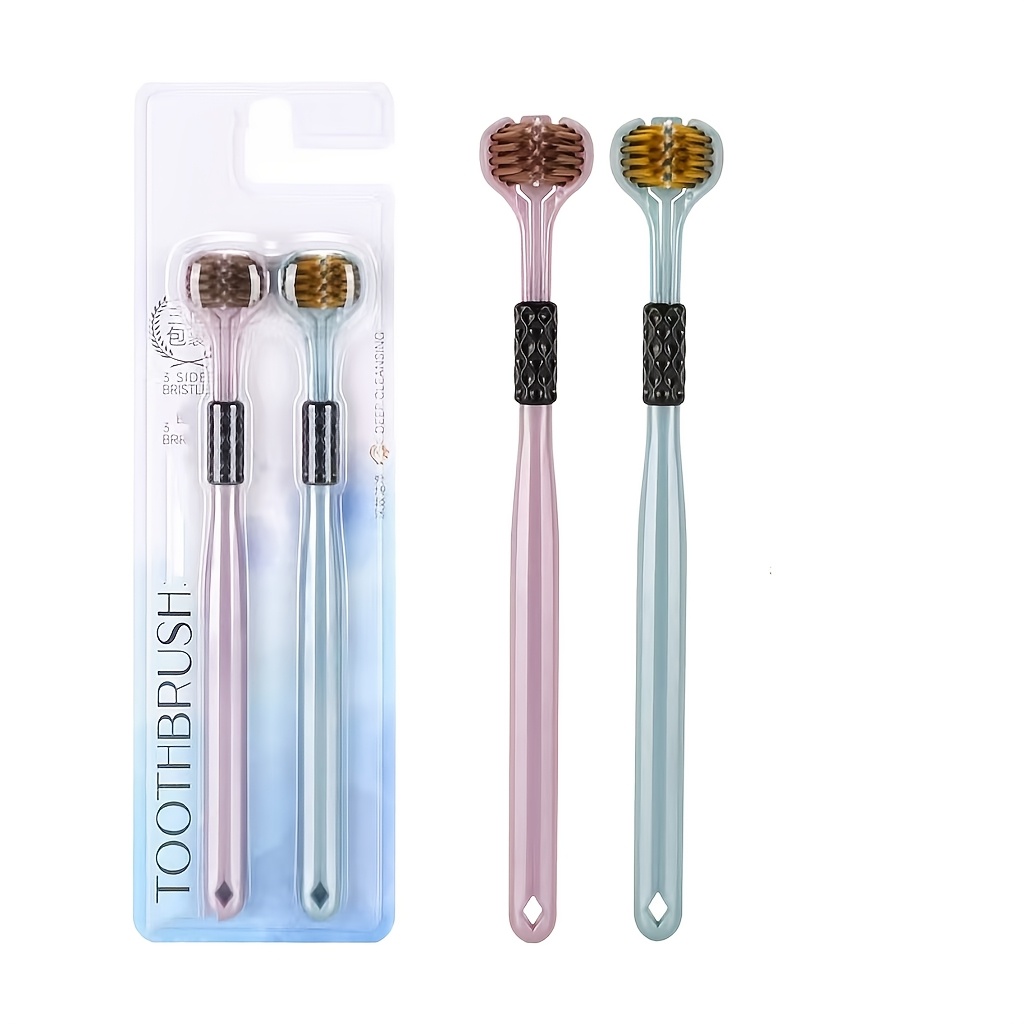 

A Pack Of 2 Adult Soft-bristle Manual Toothbrushes With -degree -around Brush Head For , Featuring Nylon Bristles, Unscented And Impurity-free - With An Ergonomic Handle Soft And Sturdy.