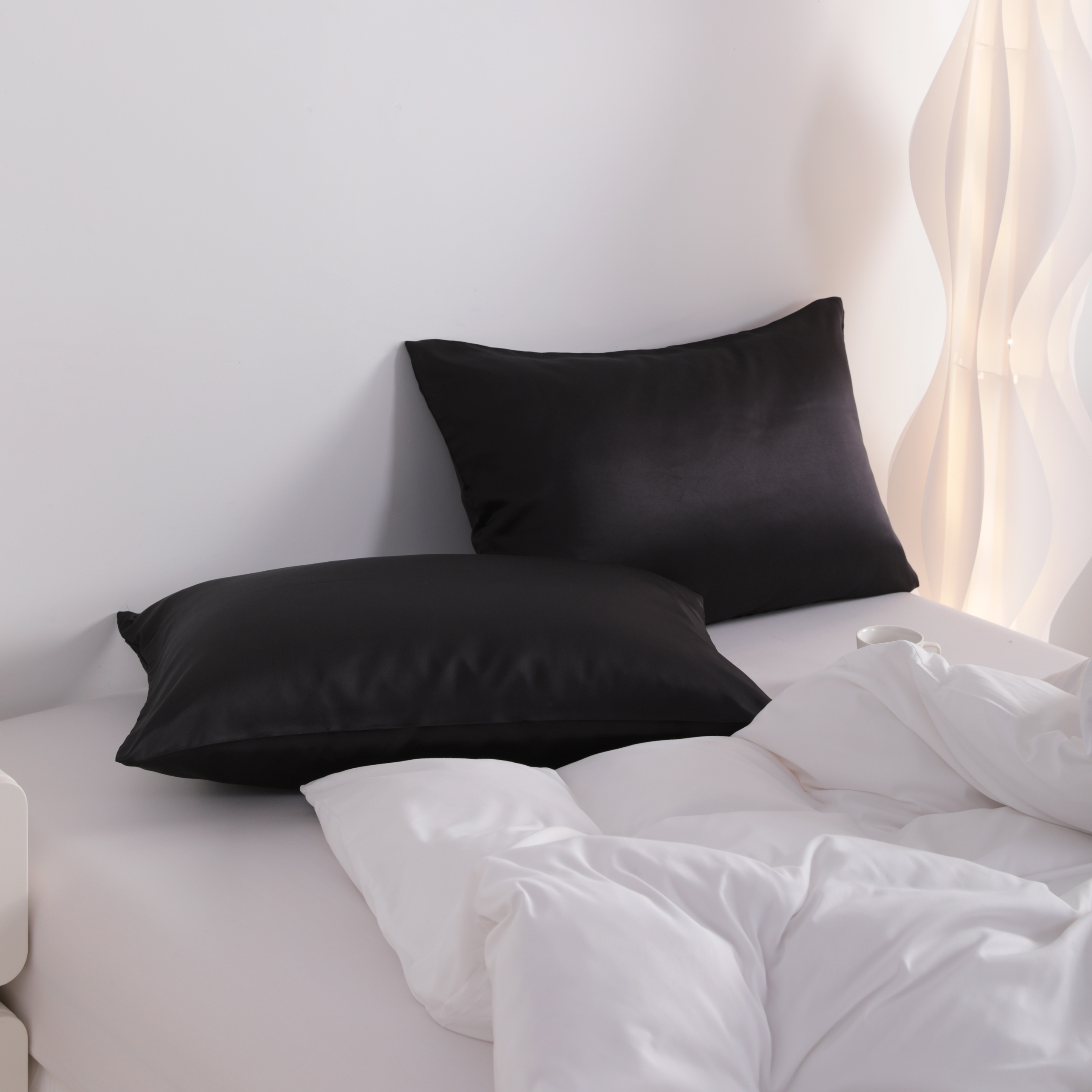 

2pcs, Satin Pillow Cases With Zipper, Smooth Solid Color Pillow Covers For Hair And Skin, Luxurious Bedding, Home Decor