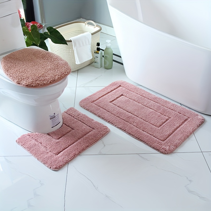 Microfiber Bath Rug Set 2 Piece Non Slip Machine 2024 Washable Absorbent Bath Mats