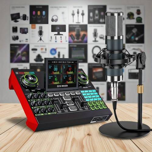 professional live sound card kit with audio mixer voice changer wireless compatible dj equipment for streaming podcast gaming karaoke portable audio interface for ideal for content creators