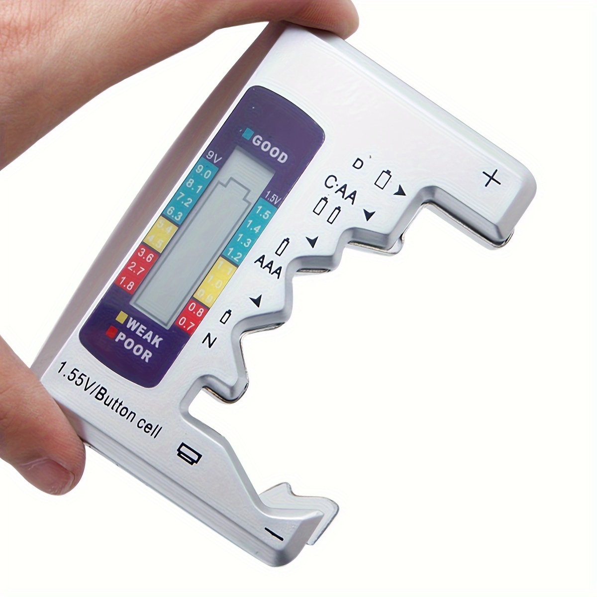 Versatile Digital Battery Tester - Quick & Easy Check for C, AA, AAA, D, N, 9V, 6F22, 1.5V Button Cell Batteries with LCD Display