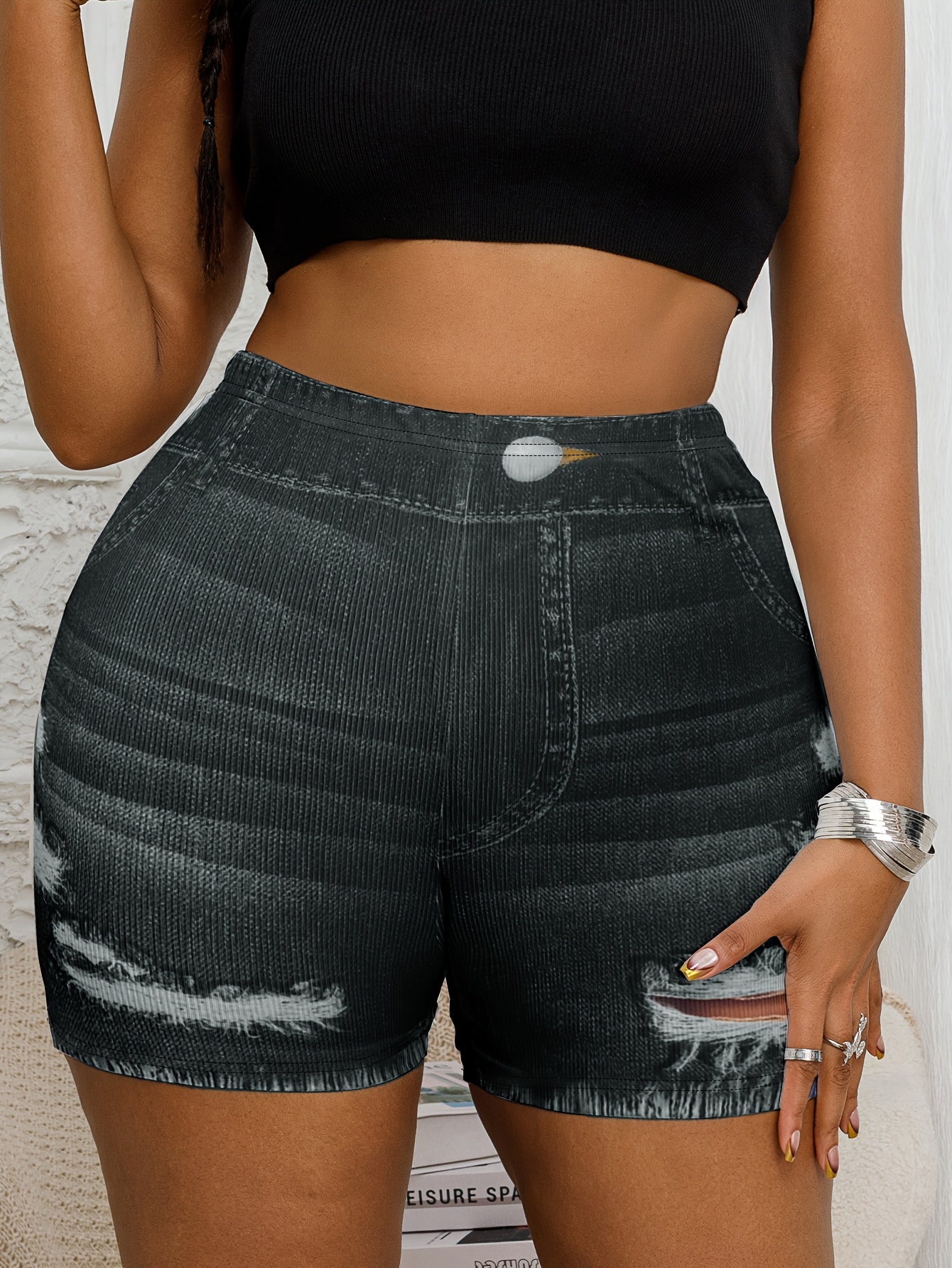 Denim Shorts Womens Tight Black Shorts Plus Size Women's Denim