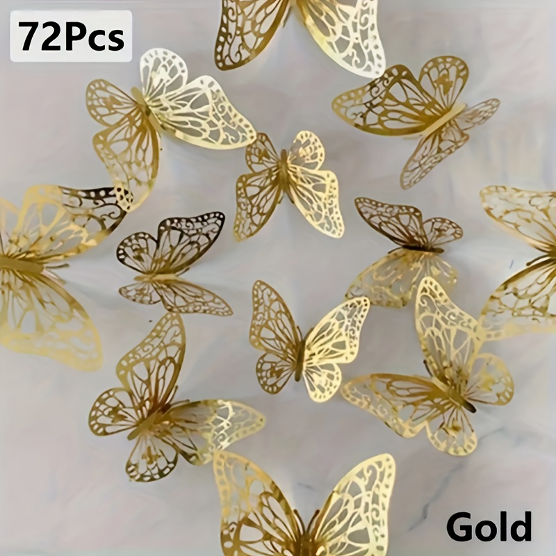 TEMU 72pcs 3d Wall Stickers, 24pcs Each 4.7/3.9/3.1 Inch, Print, Pet Material, Self-adhesive, Multi-surface, High-gloss, Reusable, Wedding And Living