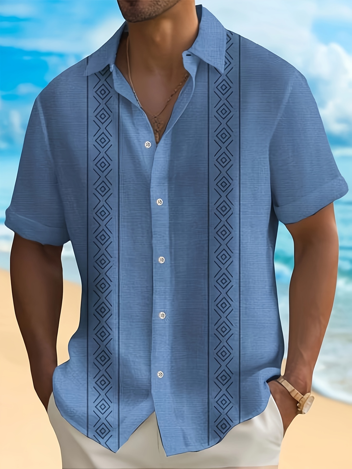 New Men's Shirt, Fashionable and Trendy, Casual Loose Fit, Comfortable, Vintage Style with Contrasting Colors and Unique Printed Patterns, Men's Short-Sleeve Shirt