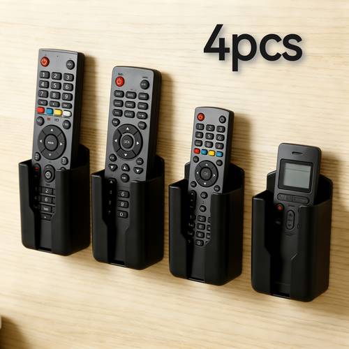 4pcs durable plastic wall mounted remote control storage box no drilling required space saving storage organizer household plastic storage box