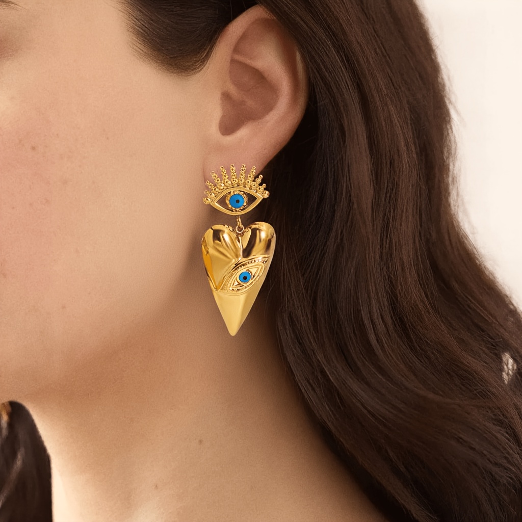 Vintage Devil's Eye Pendant Earrings, Exquisite Gift for Halloween