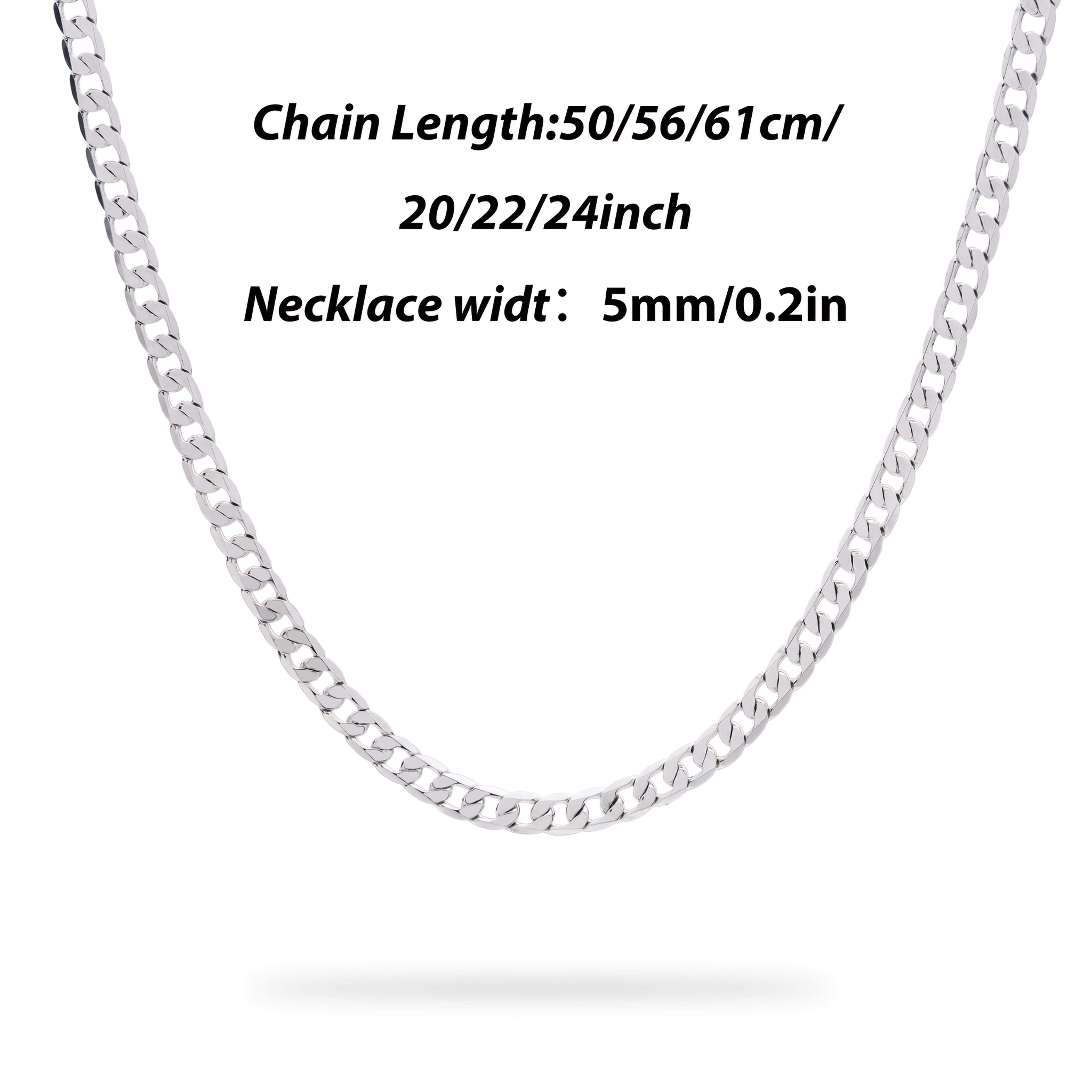 E-shop 925 Silberfarbene Kubanische Gliederkette, Gewicht 15,5g/18,5g/20,6g, mit Silbergehalt von 10g/12,3g/13,4g. Mit stilvollem minimalistischem