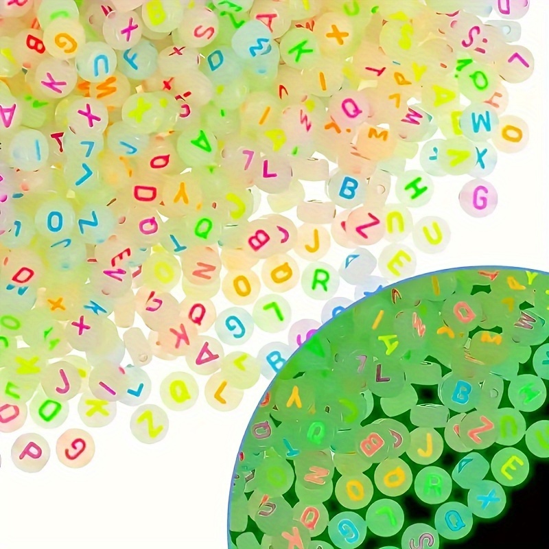 100/200/500pcs luminous letter beads can be used as bracelets, necklaces, rings, and DIY various beautiful accessories (4 * 7mm)