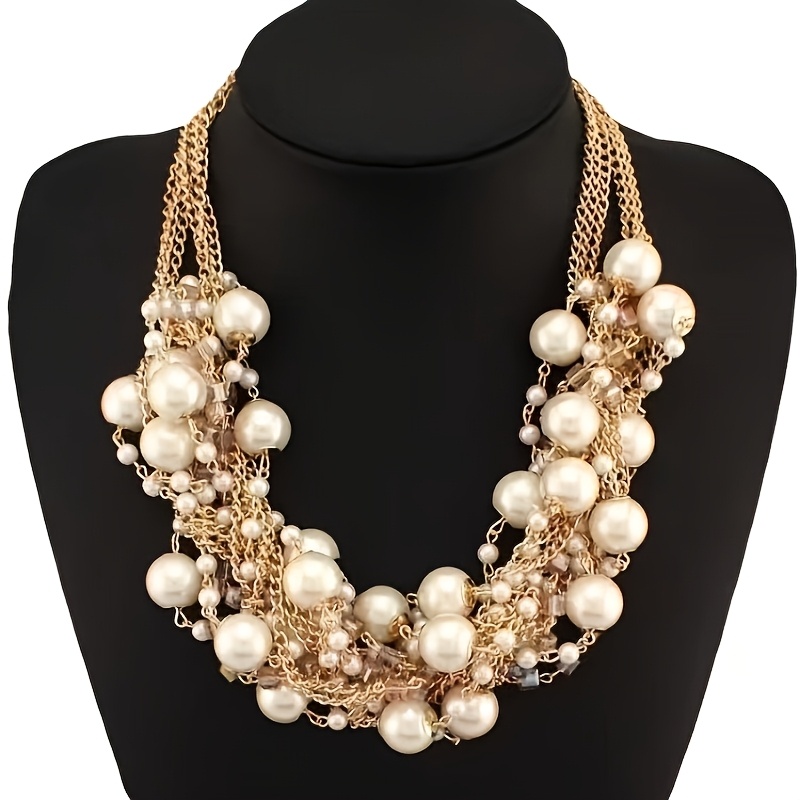 Vintage Boho Style Freshwater Pearl Necklace for Women, Beads Choker
