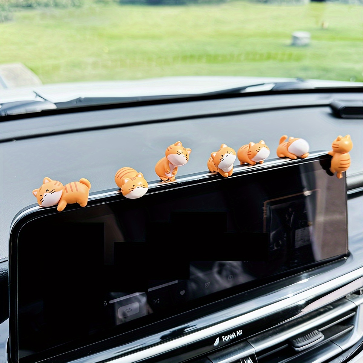 

8pcs Car Center Console Kitten Ornaments Cute Little Orange Cat Decoration