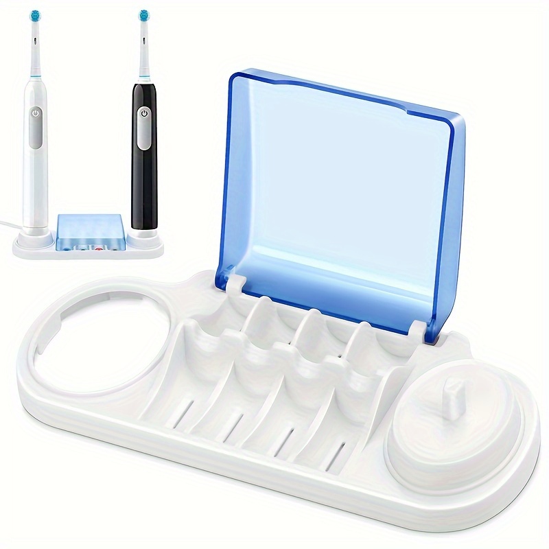 

Freestanding Plastic Electric Toothbrush Holder And Organizer For Oral-b With 4 Head Slots And Charging Station - No Electricity Needed