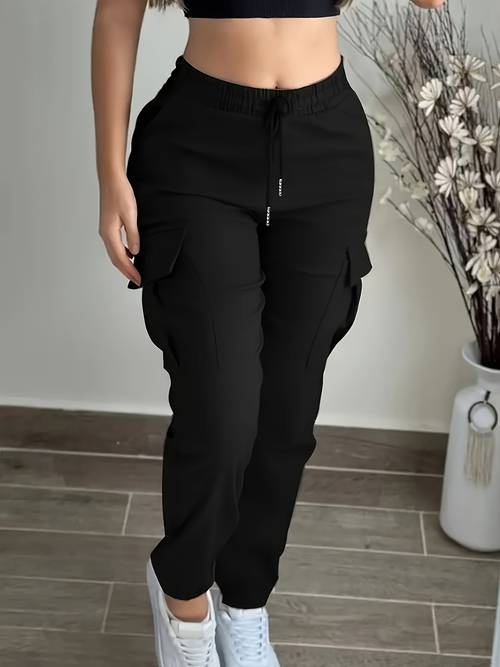 womens pocket drawstring cargo pants