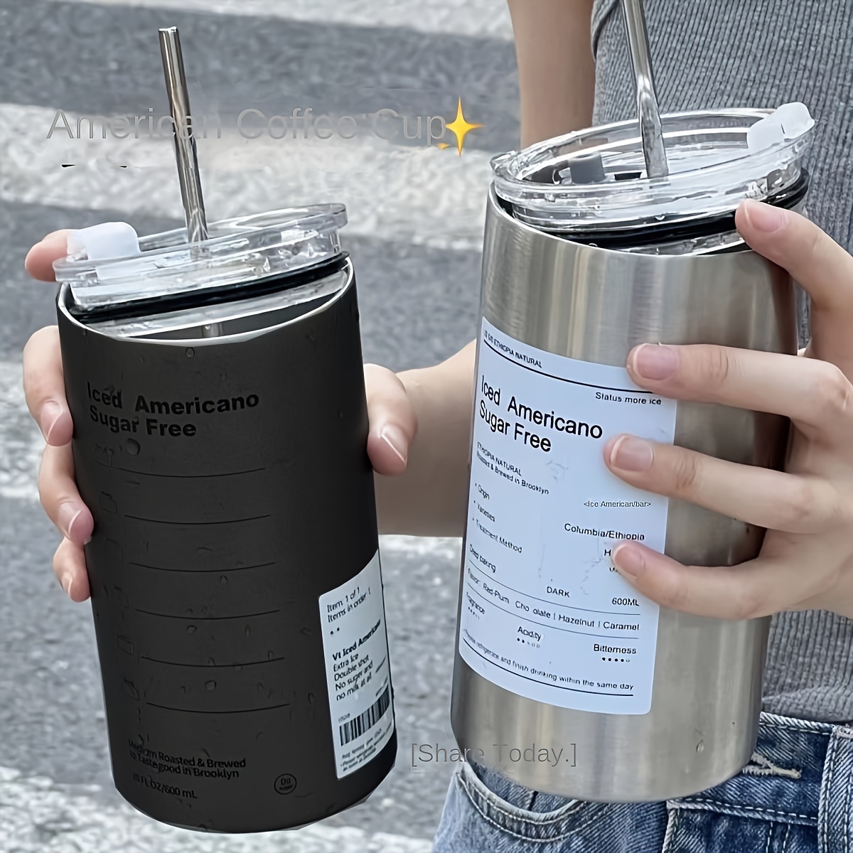 

1pc Double- Insulated Stainless Steel Lid And , 20oz, 304 Stainless Steel , Pc , -, Portable, Hot And Beverage Cup For Iced ,