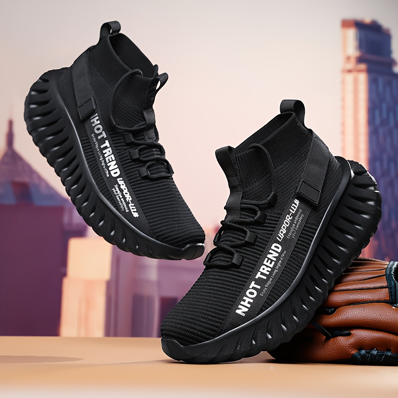 Men's Fashion Mid-Top Shoes, Men's Casual Sneakers, Breathable Mesh, Lightweight and Shock-Absorbing, Wide Elastic Band Design for a Snug Fit