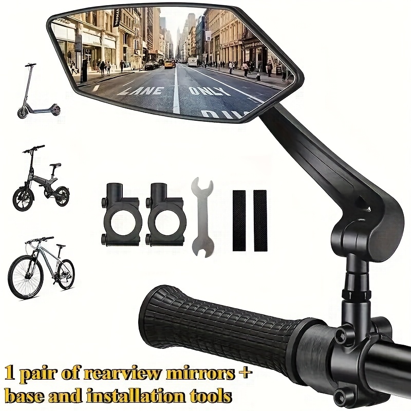 TEMU Bike Mirror 1 Pair, [new Version] Hd Wide Angle Large Handlebar Rearview Mirror, Blast-resistant 360&deg;adjustable Bicycle Rear View Mirror Additions For Ebike Bike