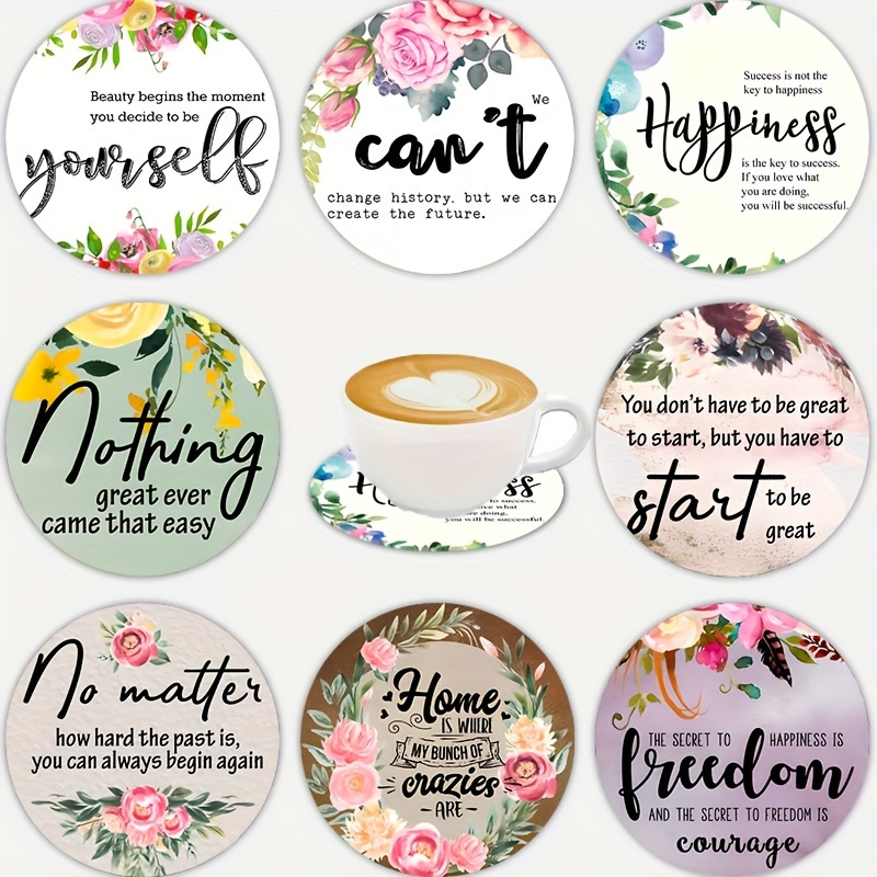 

8pcs Inspirational Wooden Coaster Set - -, & For , Car, & Restaurant Decor -