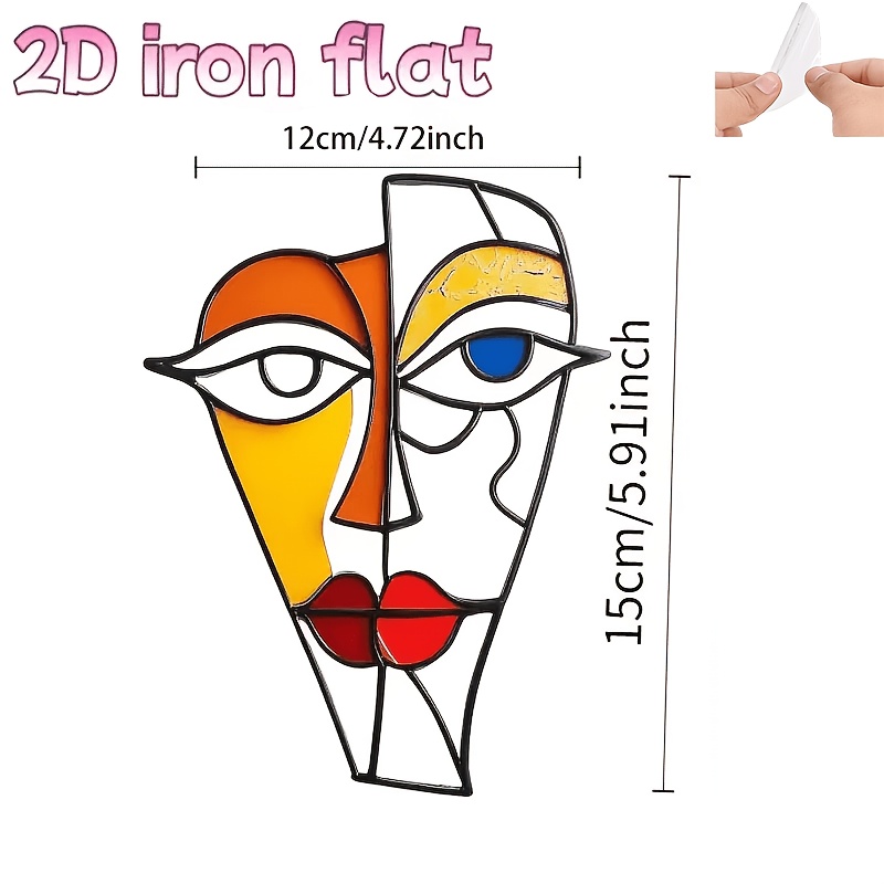 TEMU 2d Flat, 2d Flat Printed Bohemian Style Irregular Face Girl Decorative Acrylic Wall Art - Patio, Garden, Courtyard, Living Room, And Bedroom