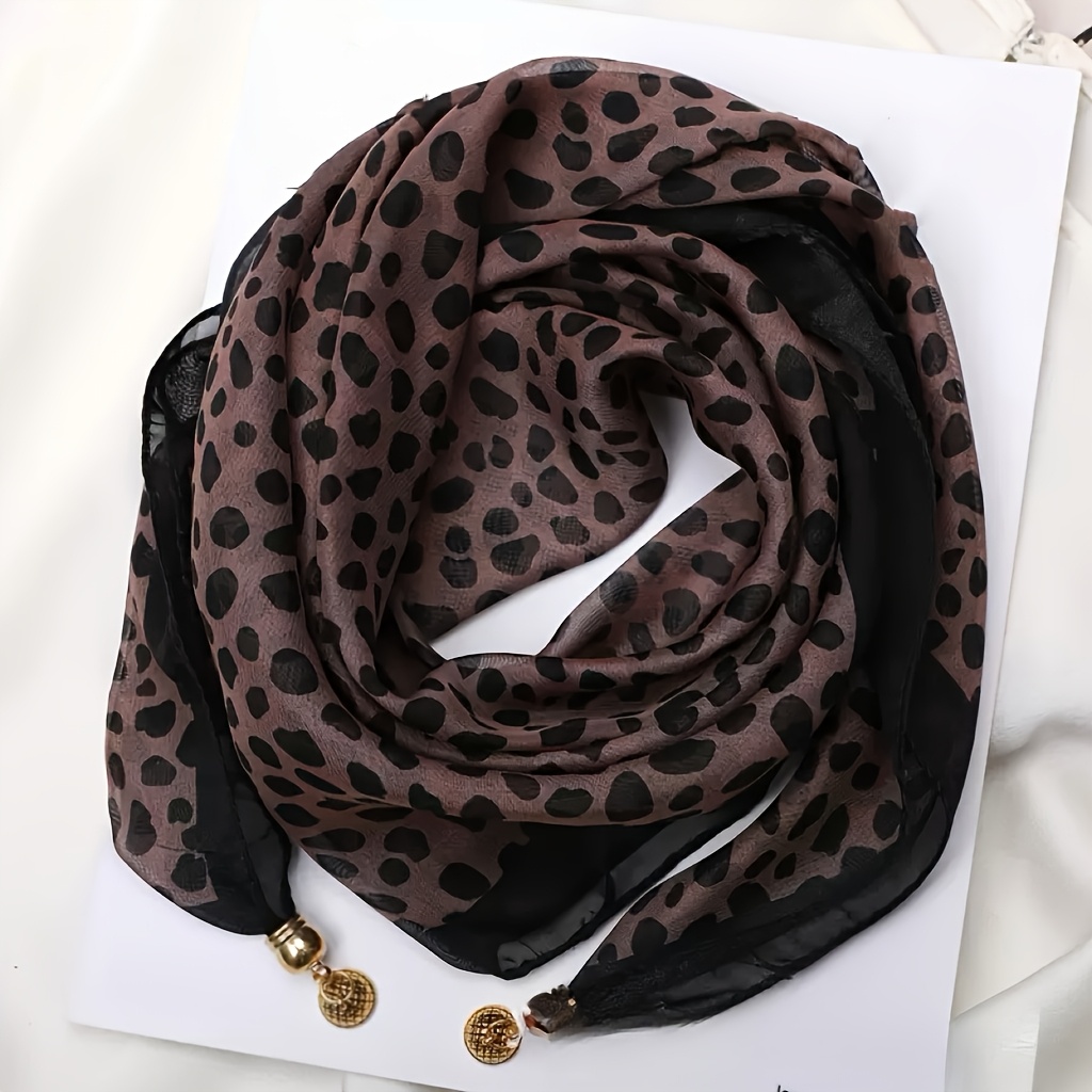 E-shop Damen Boho Leopard Schal - Goldene Perlen, Weich, Hals Warm, Leicht, Maschinenwaschbar, Ganzjahreszeiten, Modischer Vielseitiger Vintage Schal