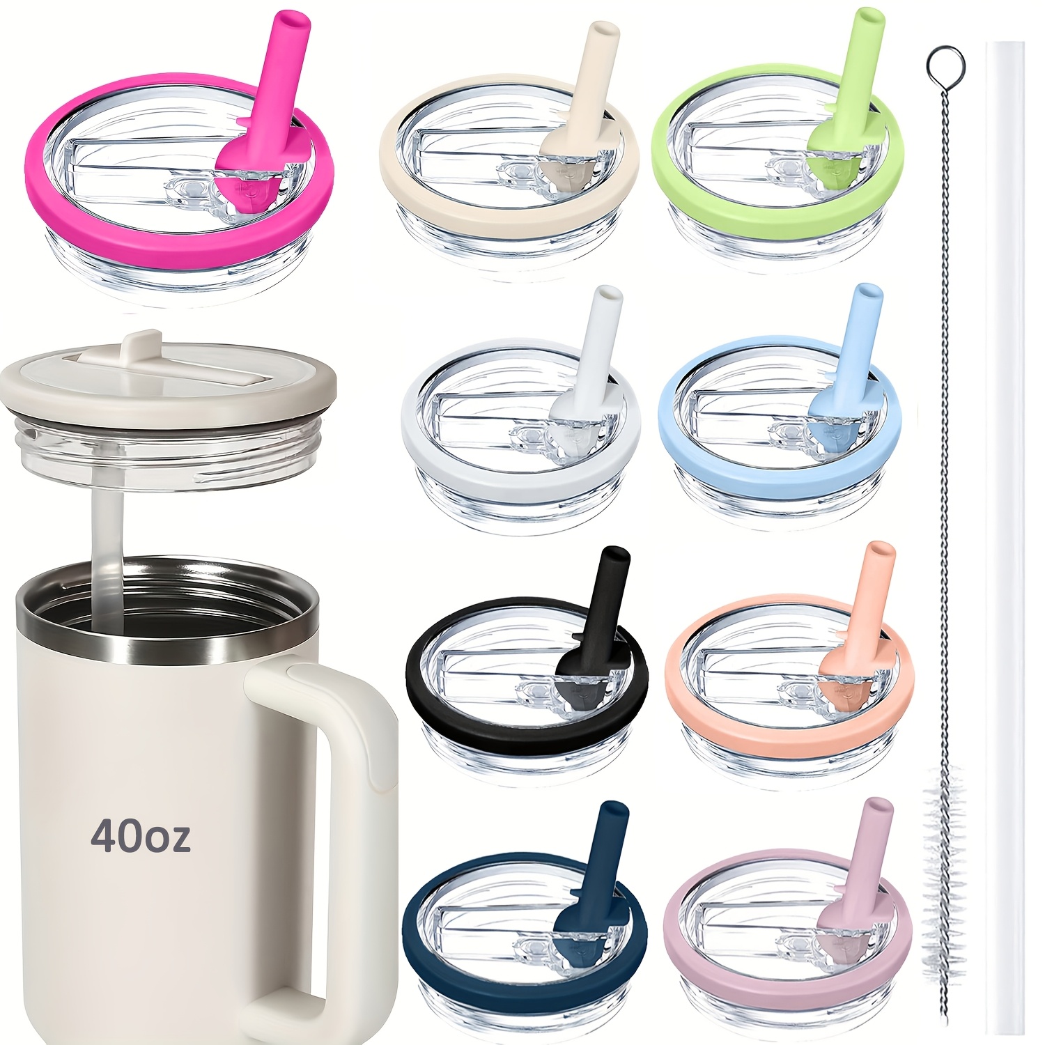 1pc leakproof lid replacement 40oz for cup accessories flip straw tumbler leak proof lids dust proof straw cover for cups 40oz
