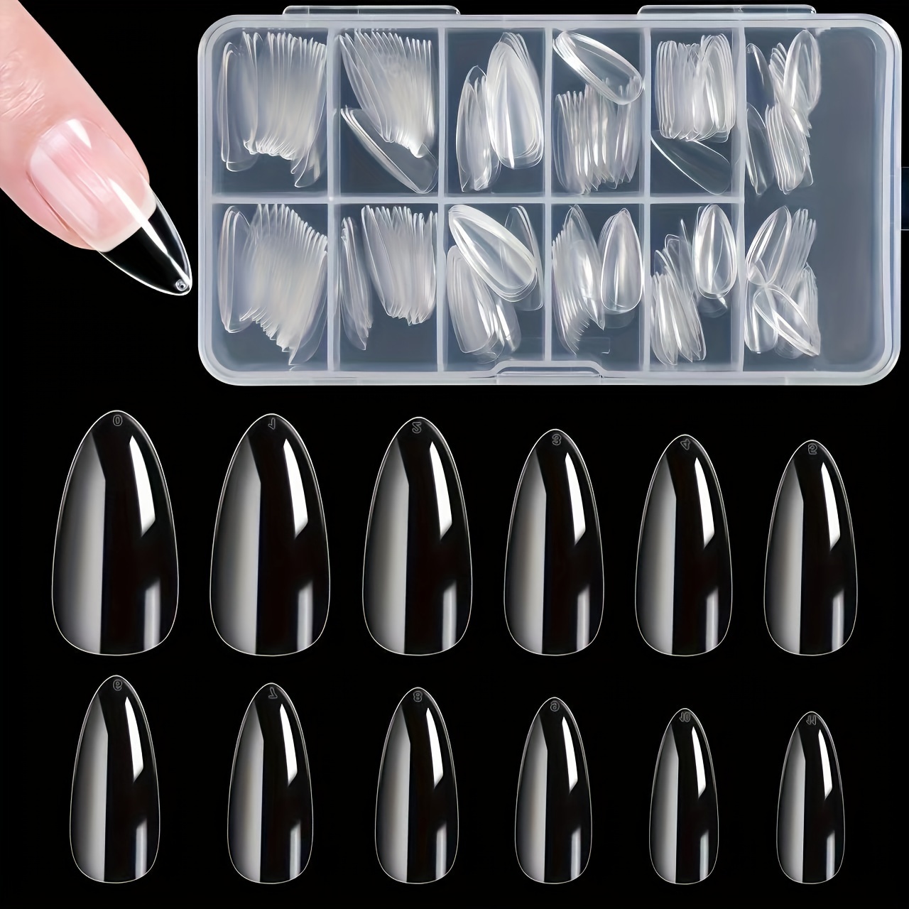

240 Pcs Almond Shaped Clear Soft Gel Nail Tips, Short Full Cover Press-on Artificial False Nails For Diy Home Salon Use