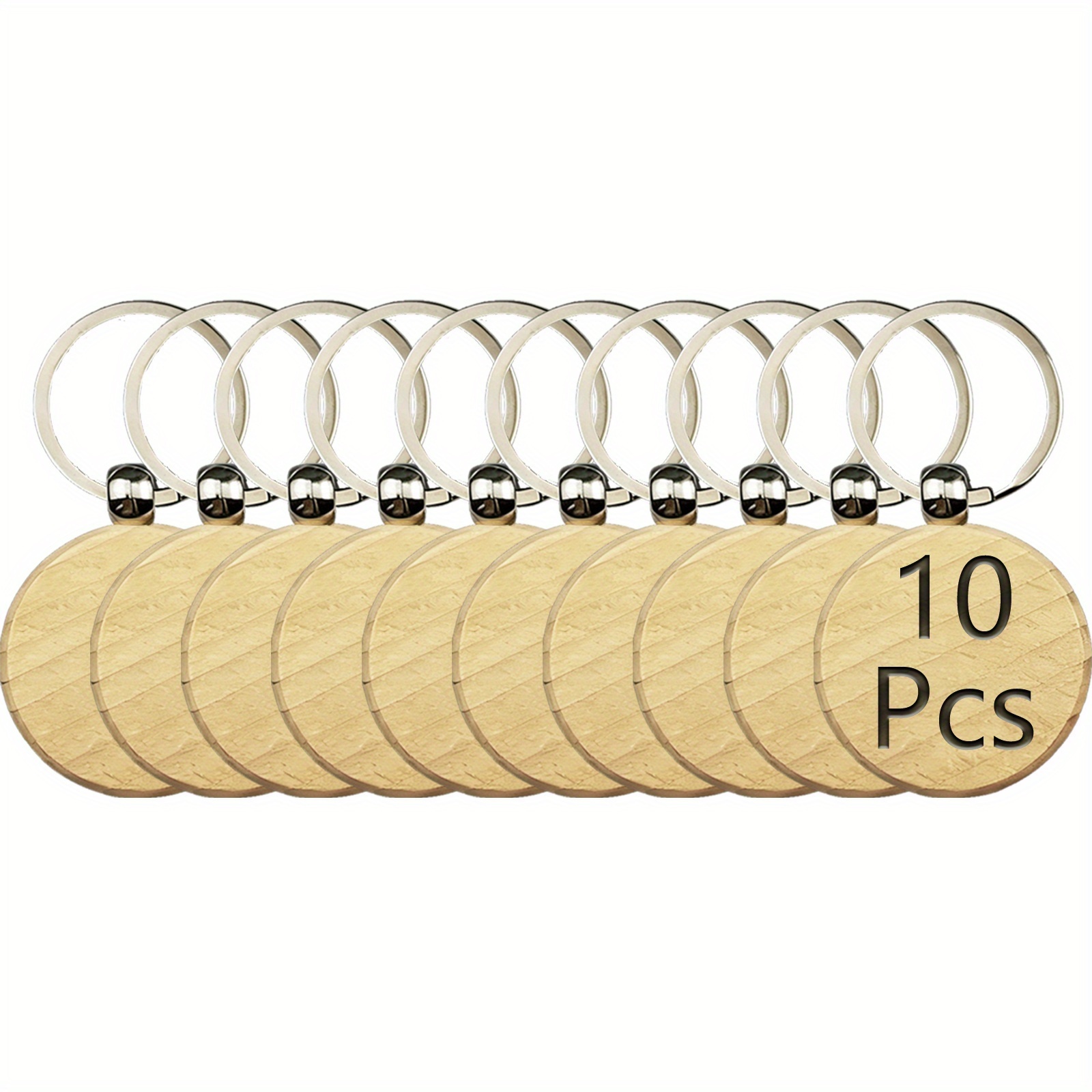 Image of Gift For Her/him 10pcs Round Shape Wooden Blanks Keychain, Diy Unfinished Wooden Name Key Gift Keyring Bag Purse Charms&halloween,school Christmas