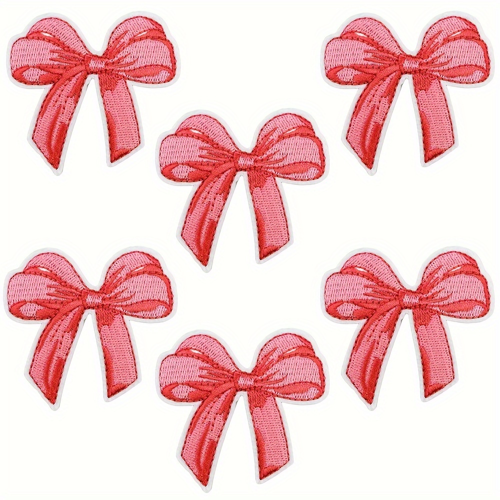 

6pcs Red Bow Embroidered Patches, Iron-on/sew-on For , , & Decoration