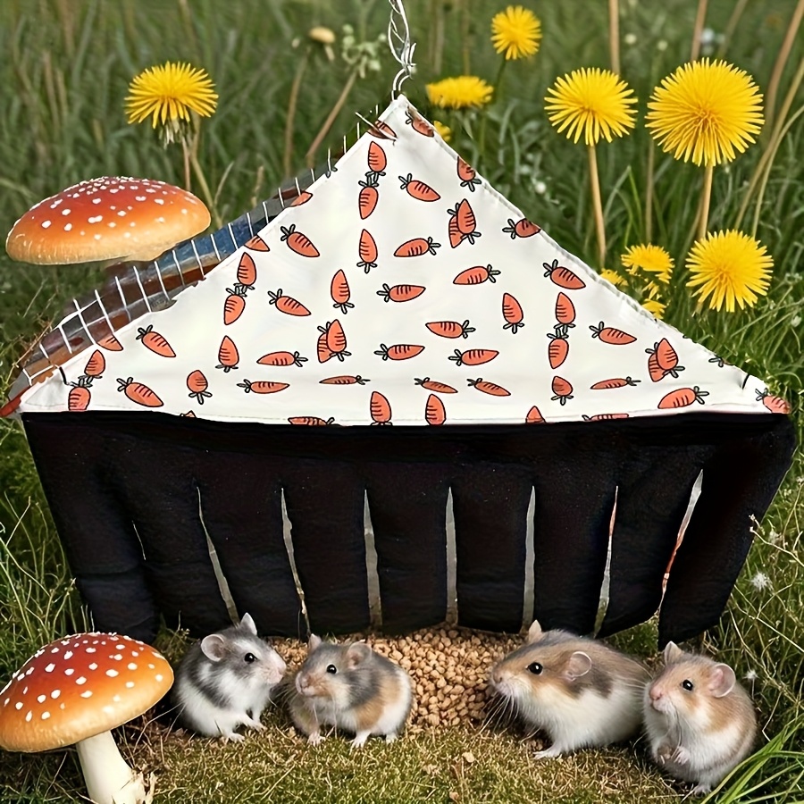 E-shop Waschmaschinenfestes, kleines Versteck für Kleintiere mit Karottenmuster, gemütliche Eckhängematte für Hamster, Frettchen, Kaninchen,