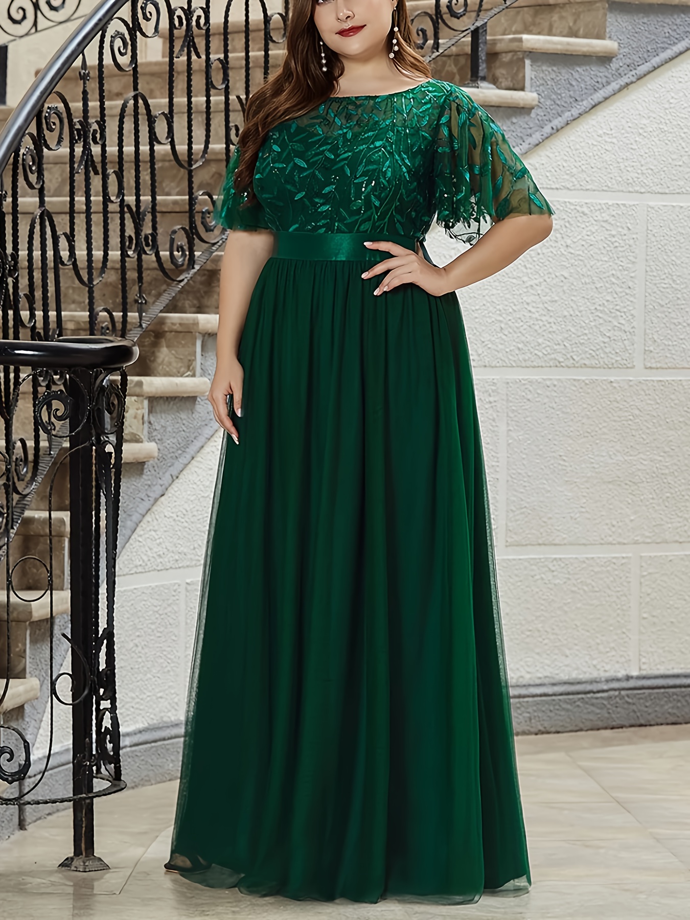 emerald green dress curve Off The Shoulder Tea Length Dress – Mac Duggal main image 1