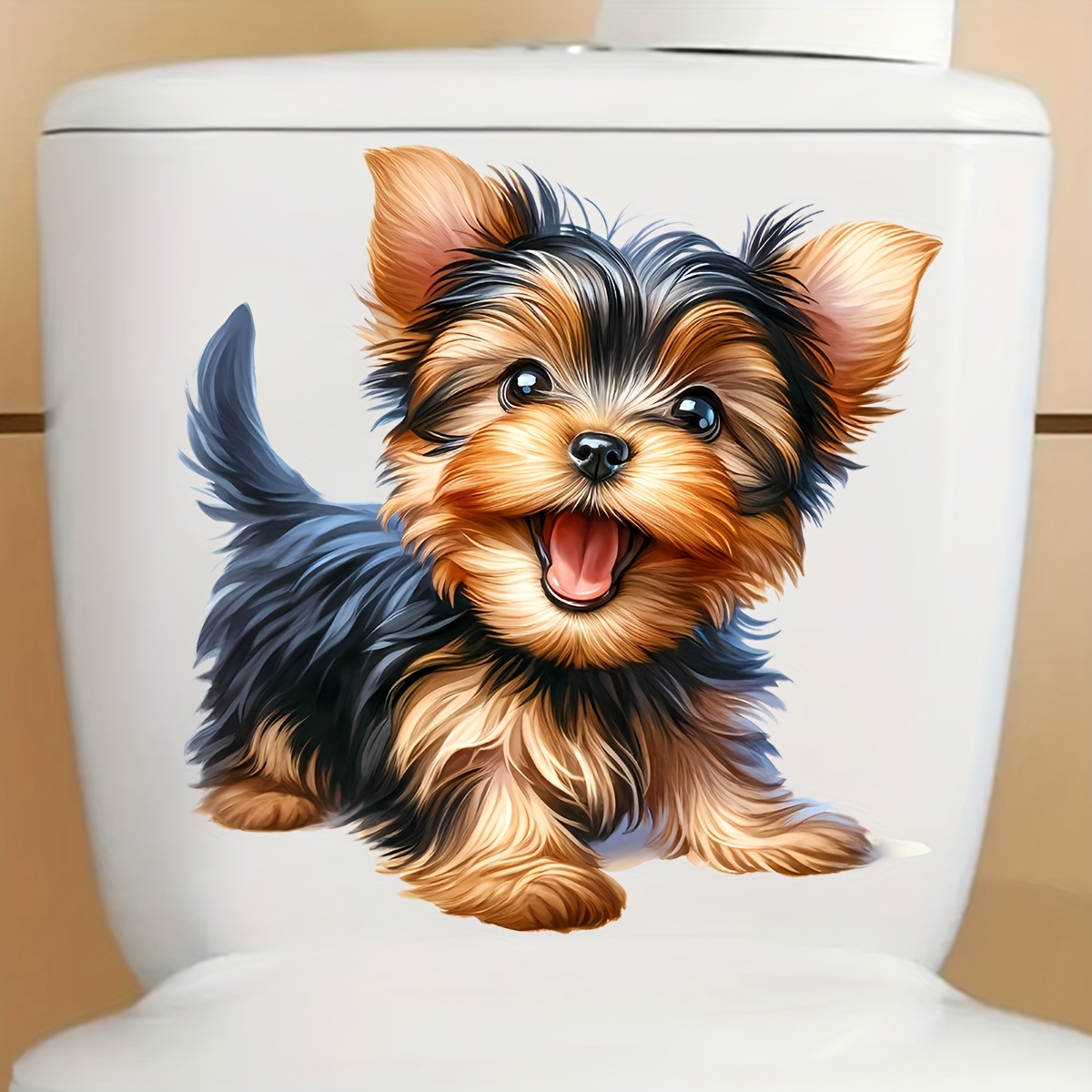 1pc Adorable Puppy Design Toilet Seat Sticker - Self-adhesive Bathroom Decor For Unique Toilet Seats And Aesthetic Bathroom Additions, Perfect For Home And Animal-themed Decoration