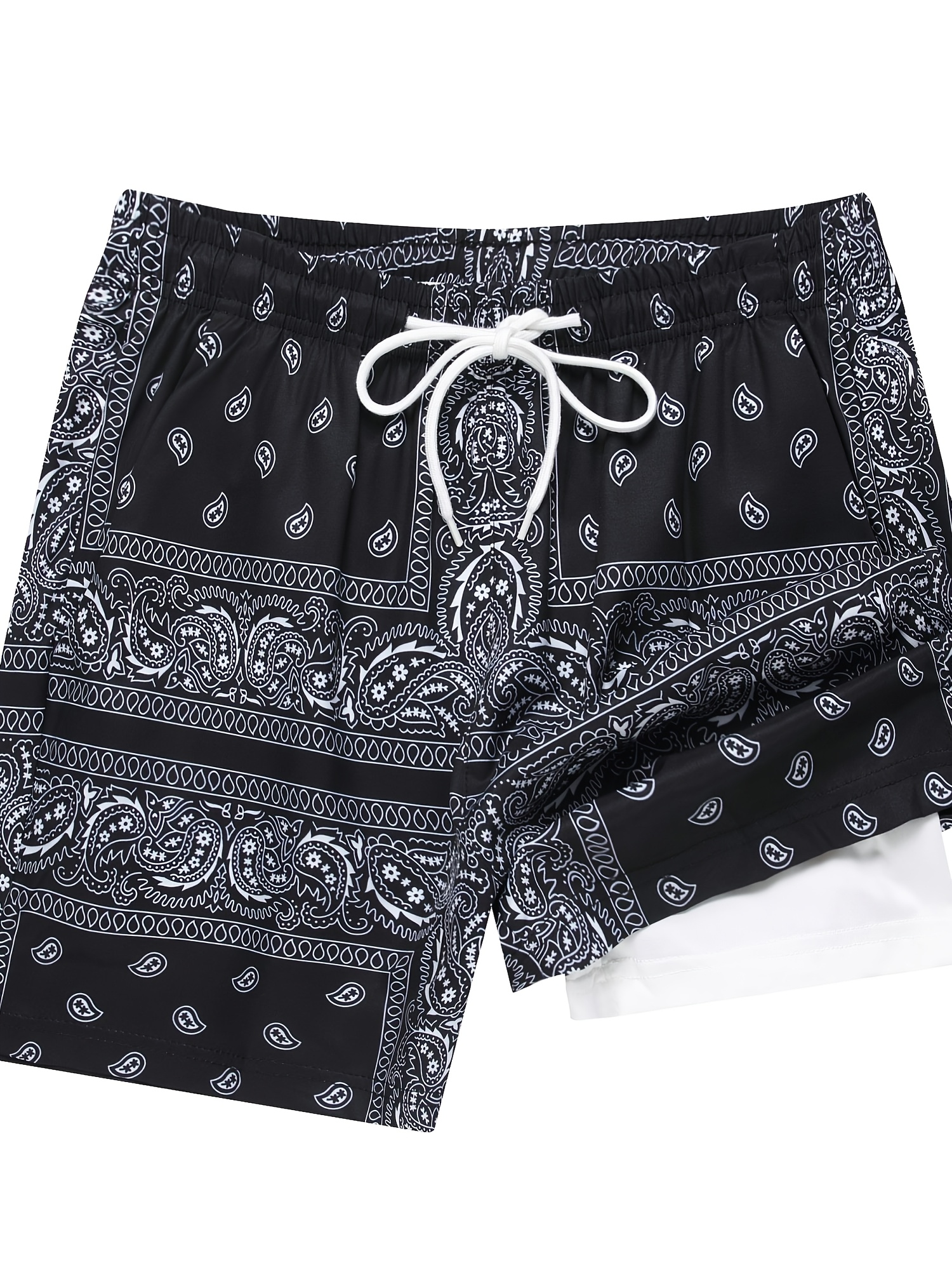 black bandana swim trunks