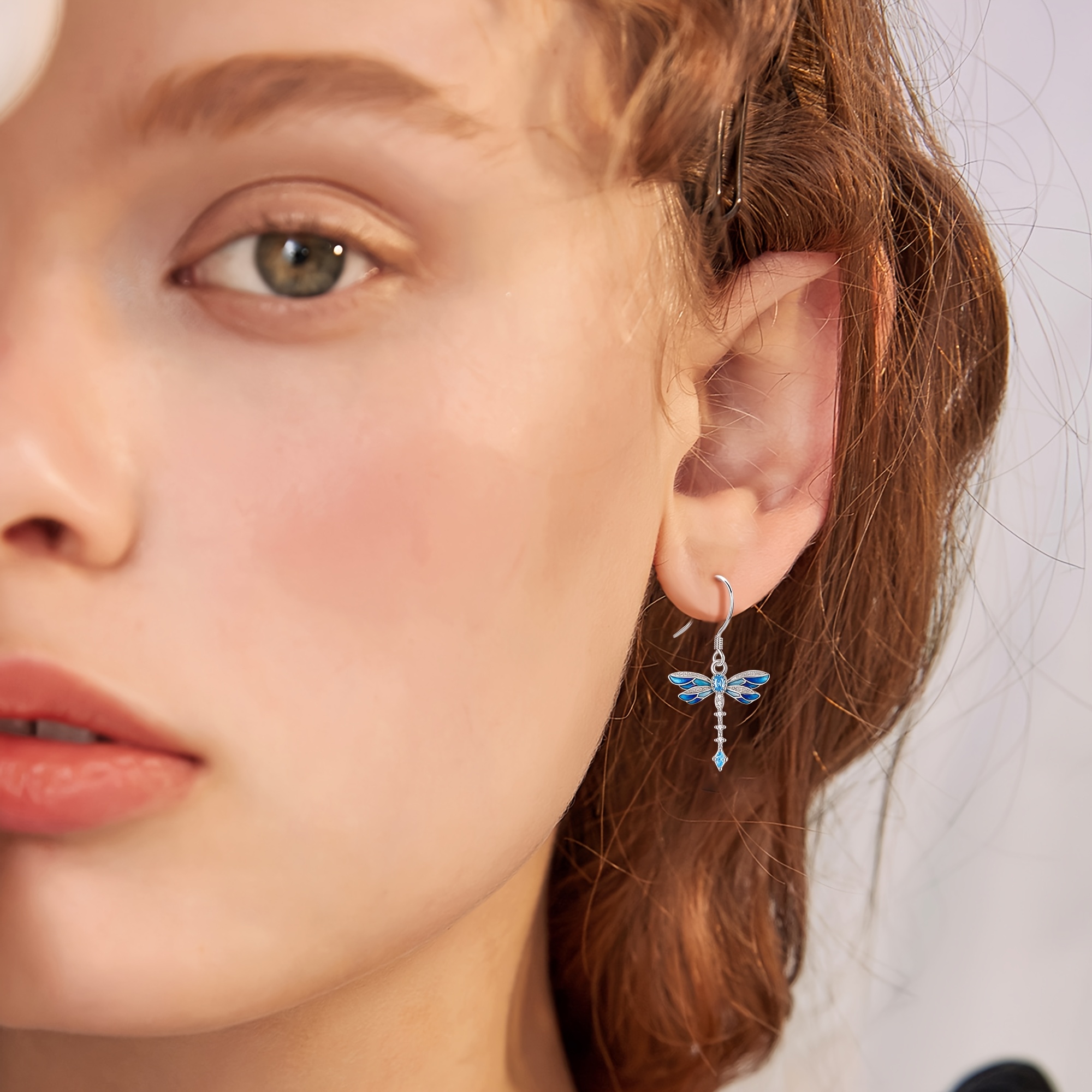 Women's S925 Sterling Silver Dragonfly Leverback Earrings, Gift for Moms