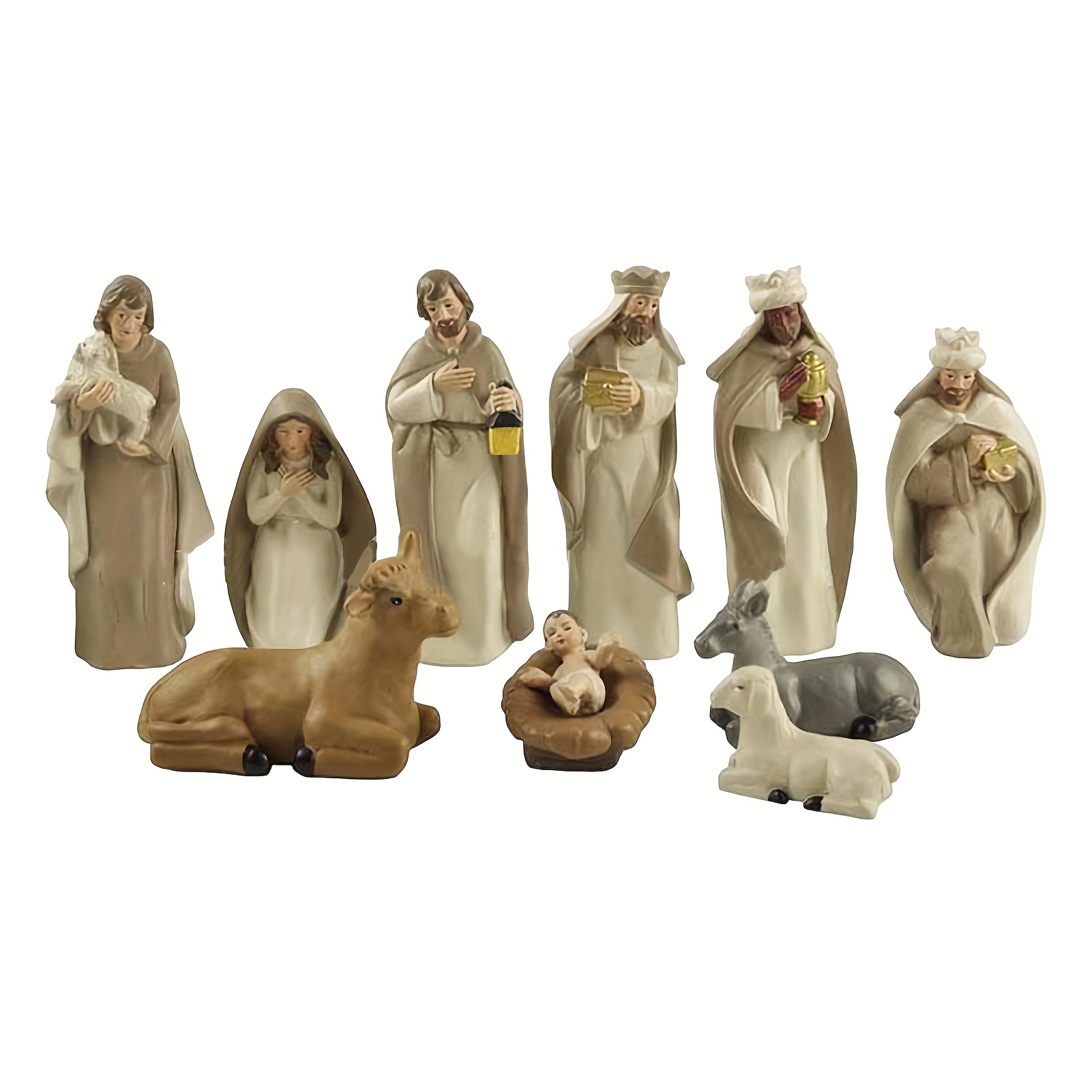 Image of Colorful Resin Nativity Scene - Jesus Birth Manger Ornament, Christmas Home For Christmas,halloween Decorations,fall Home Decor Collectible Figurines