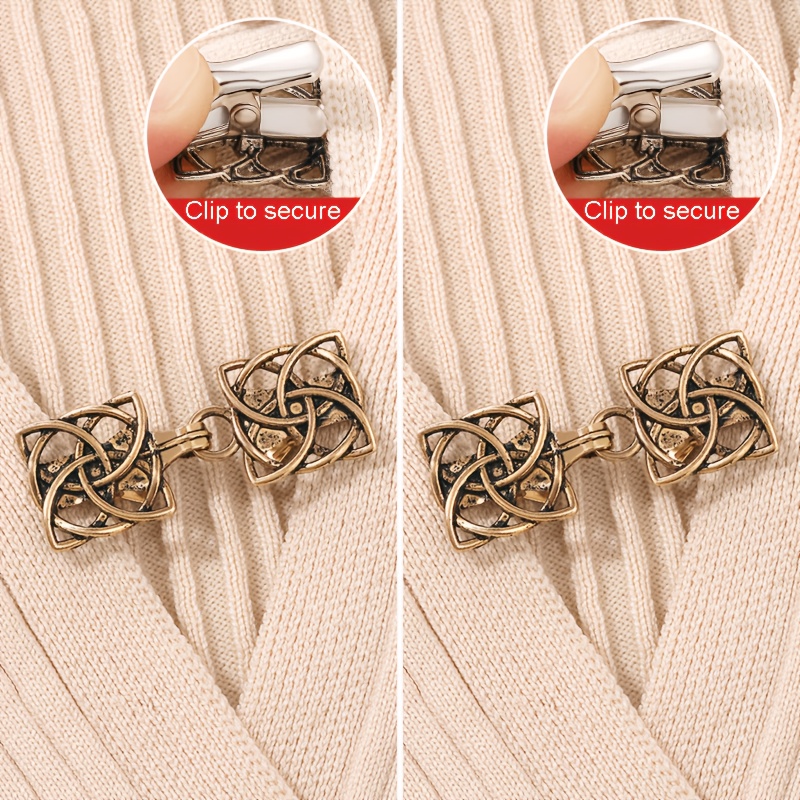 TEMU 2/3 Sets de pinces à pull carrées vintage, pinces à châle vintage, boutons de col cardigan, fermoirs à châle, pinces à chemise de tous
