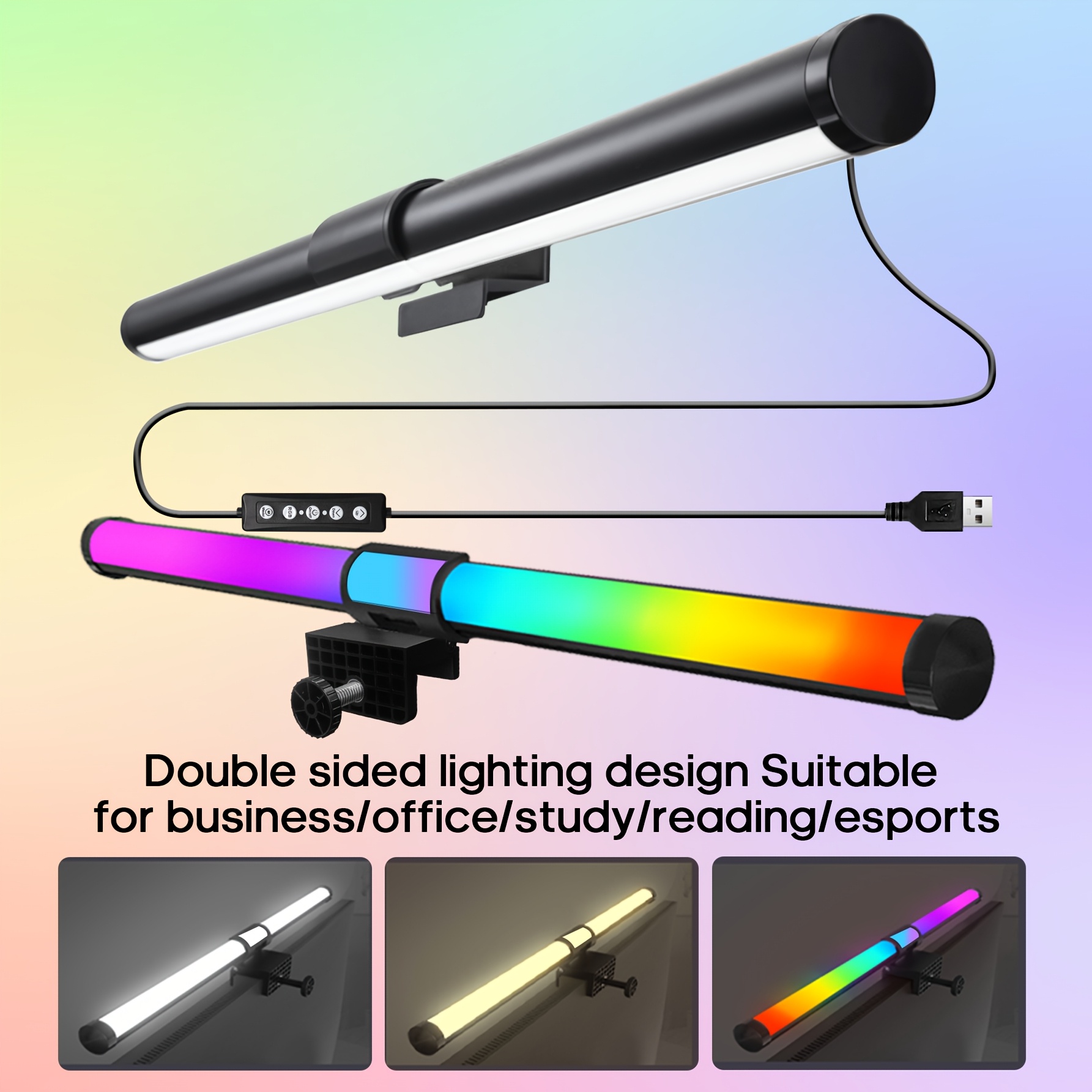 RGB Adjustable LED Double-Sided Screen Light Strip with Remote
