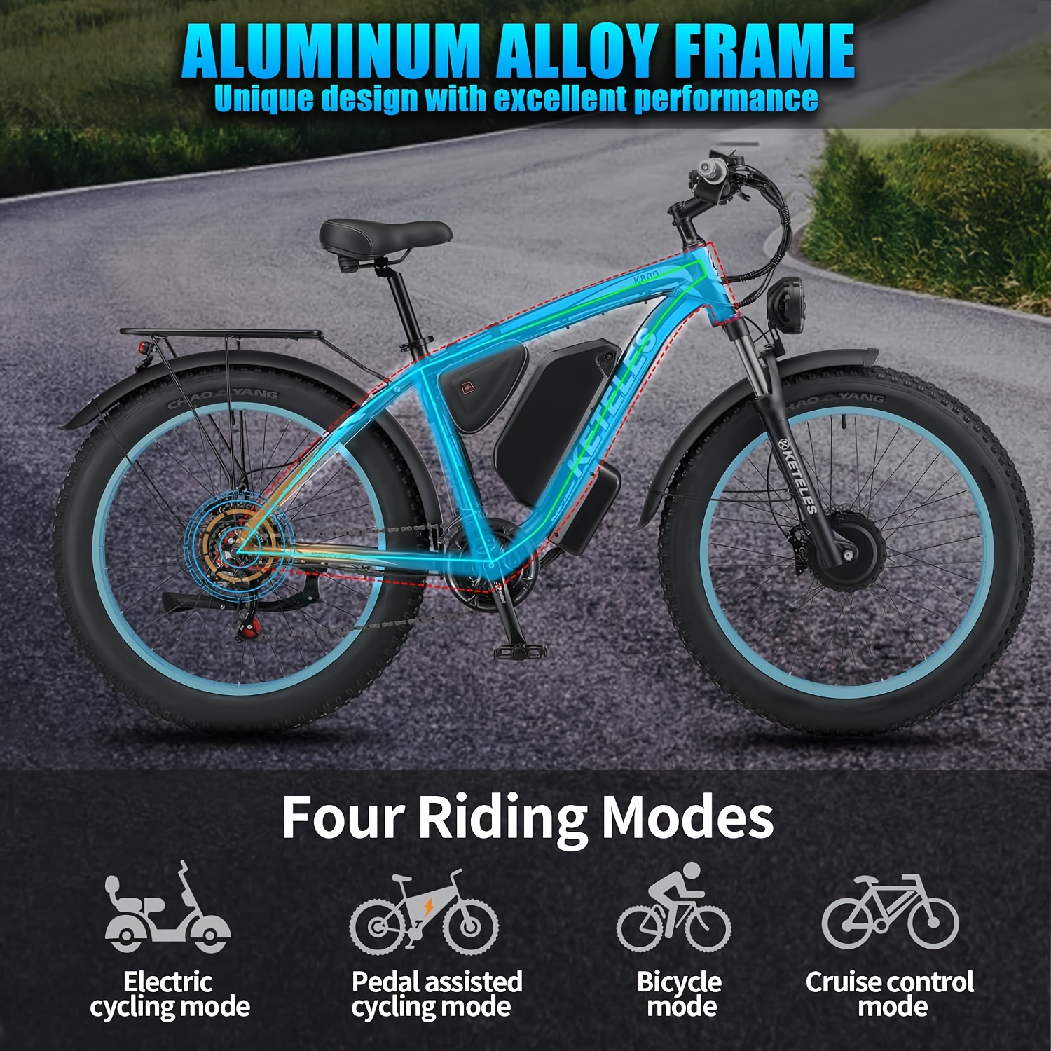 26 electric bike for adults,   electric scooter with 48v 1104wh removable lithium-ion battery, 500w brushless motor, 19mph, up to 50 miles, electric dirt bike, dual motor Product details 9