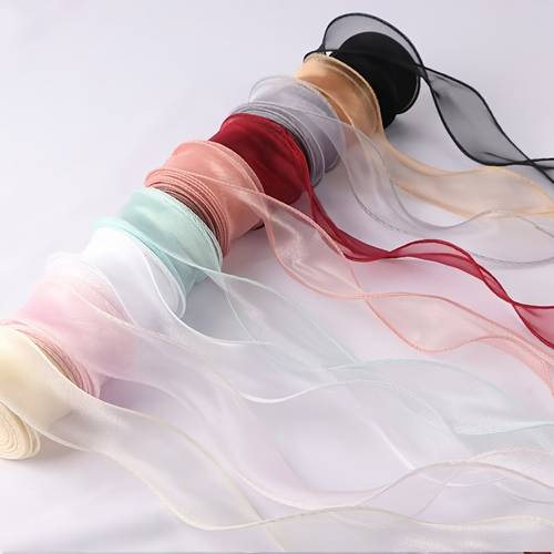 1pc 4cm wide 108 inches long solid color organza ribbon wavy edge ribbon for bouquet gift wrapping wedding party decoration sewing supplies handmade wedding bouquet material gift wrapping material cake decoration ribbon wedding decoration