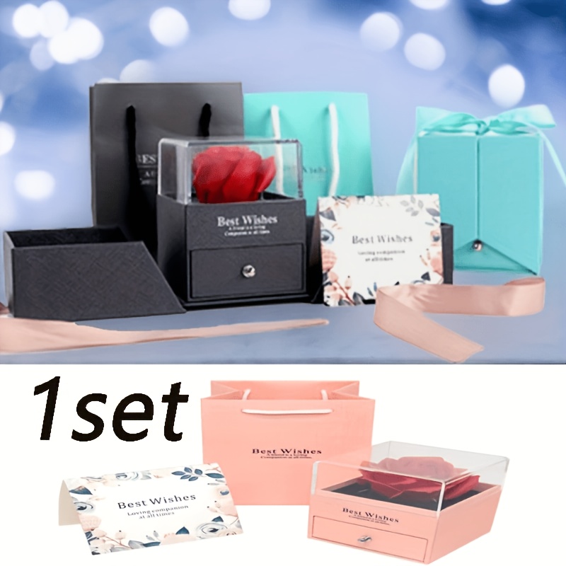 Luxurious Rose Gift Boxes Set, Elegant Packaging for Gifts