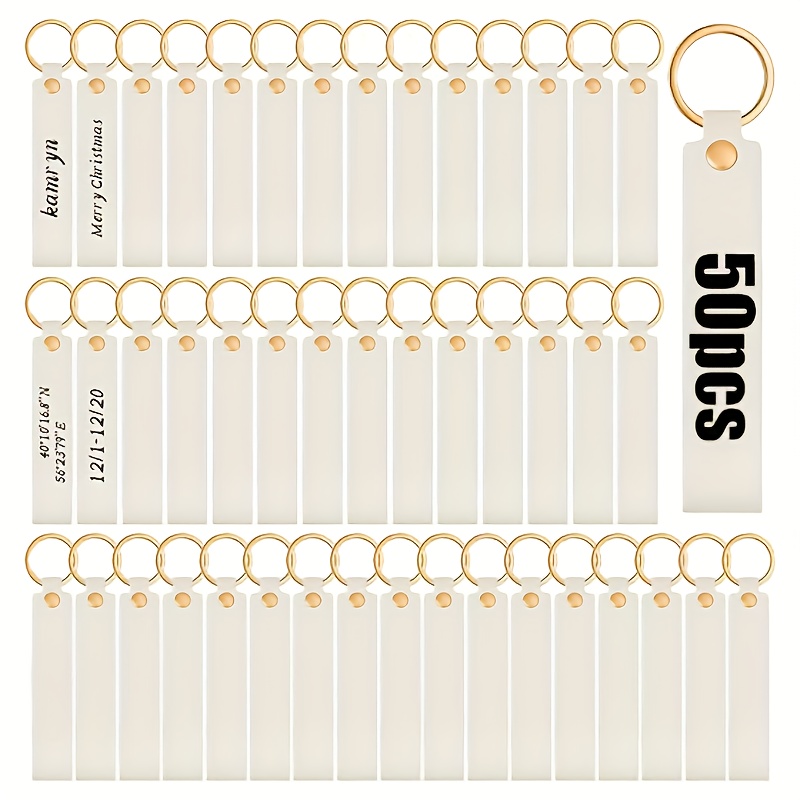 50pcs Pu Keychain Blanks Bulk, Blanks Keychain Kit With Key Rings For Key Chains Craft And Laser Engrave