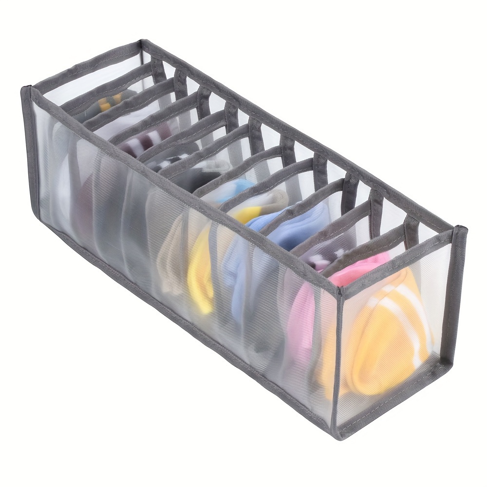 3 pack nylon mesh drawer organizer set 6 7 11 grids foldable underwear sock bra storage boxes brushed finish insert mount wardrobe closet   bins details 3